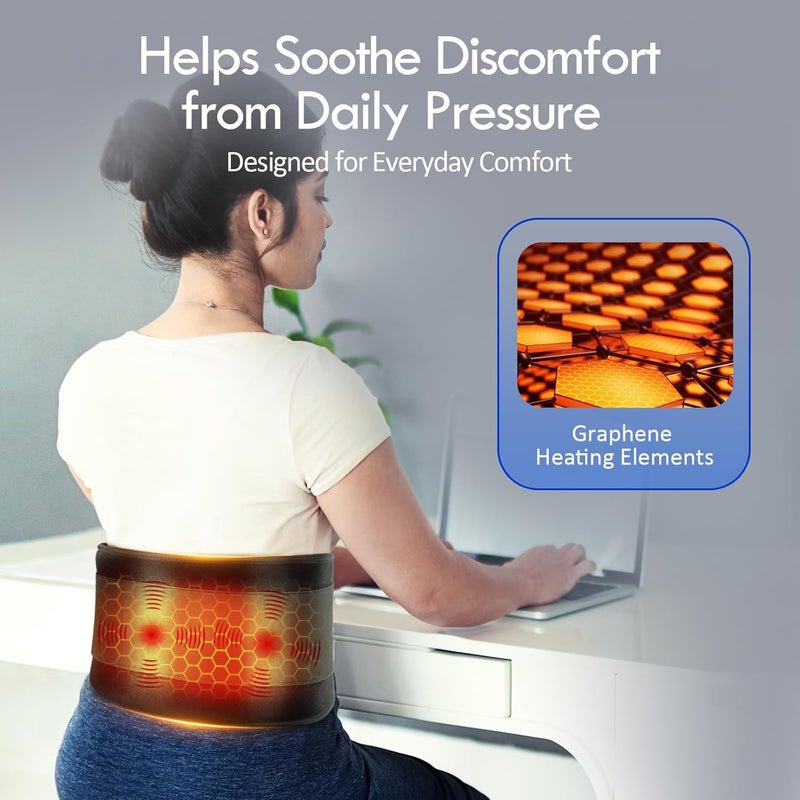 Comfytemp Cordless Portable Heating Pad with Massager for Lower Back Soothing, FSA Eligible HSA 9 Heat 5 Vibration 3 Intensity, Rechargeable Wireless Heated Waist Belt App Control, Gifts for Mom Dad - Image 3